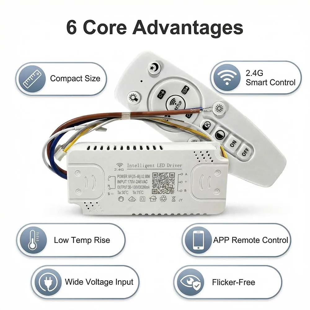 2.4G LED Drive Lntelligent Remote Control Power (12-24W)X2 (40-60W)X2 (50-70W)X2 For Dimmable Color-Changeable Chandelier