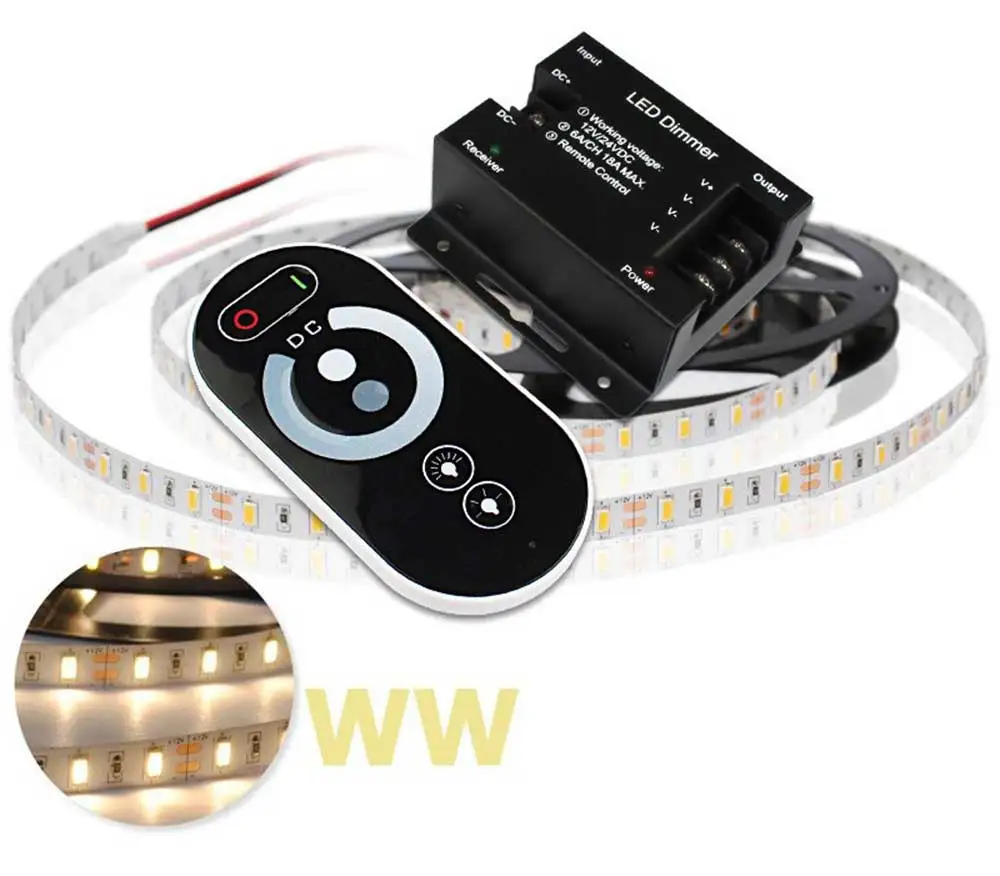 LED Touch Remote Control DC12V-24V 18A PWM LED Light Strip Dimmer with Adjustable Sliding Remote Control, Adjustable Brightness