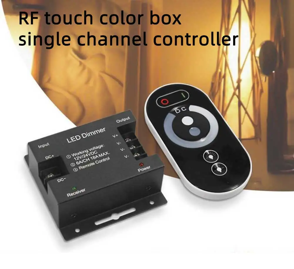 LED Touch Remote Control DC12V-24V 18A PWM LED Light Strip Dimmer with Adjustable Sliding Remote Control, Adjustable Brightness
