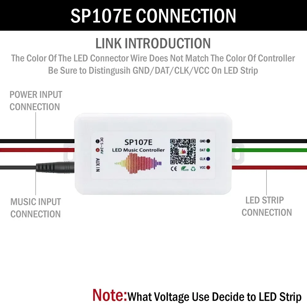 WS2812B WS2811 Pixels LED Strip Controller Wifi /Bluetooth /Music Controller SP108E SP511E SP801E SP110E SP105E SP107E DC5-24V