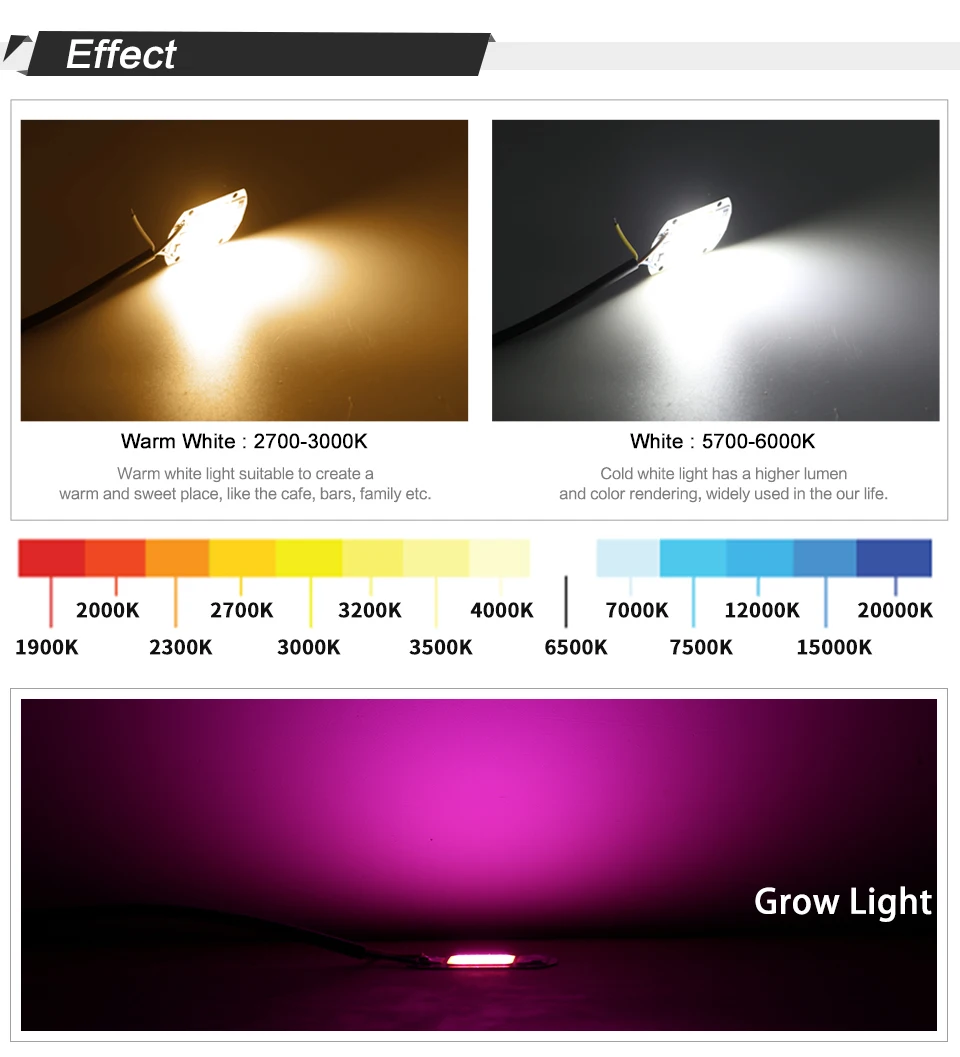 6PCS/lot COB LED Lamp Chip Diode Grow Plant Light AC 110V 220V 10W 20W 30W 50W LED Beads Lamp Box Full Spectrum No Need Driver