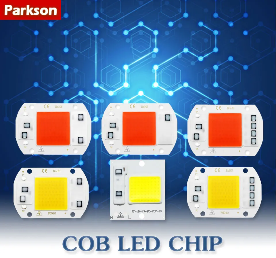 6PCS/lot COB LED Lamp Chip Diode Grow Plant Light AC 110V 220V 10W 20W 30W 50W LED Beads Lamp Box Full Spectrum No Need Driver