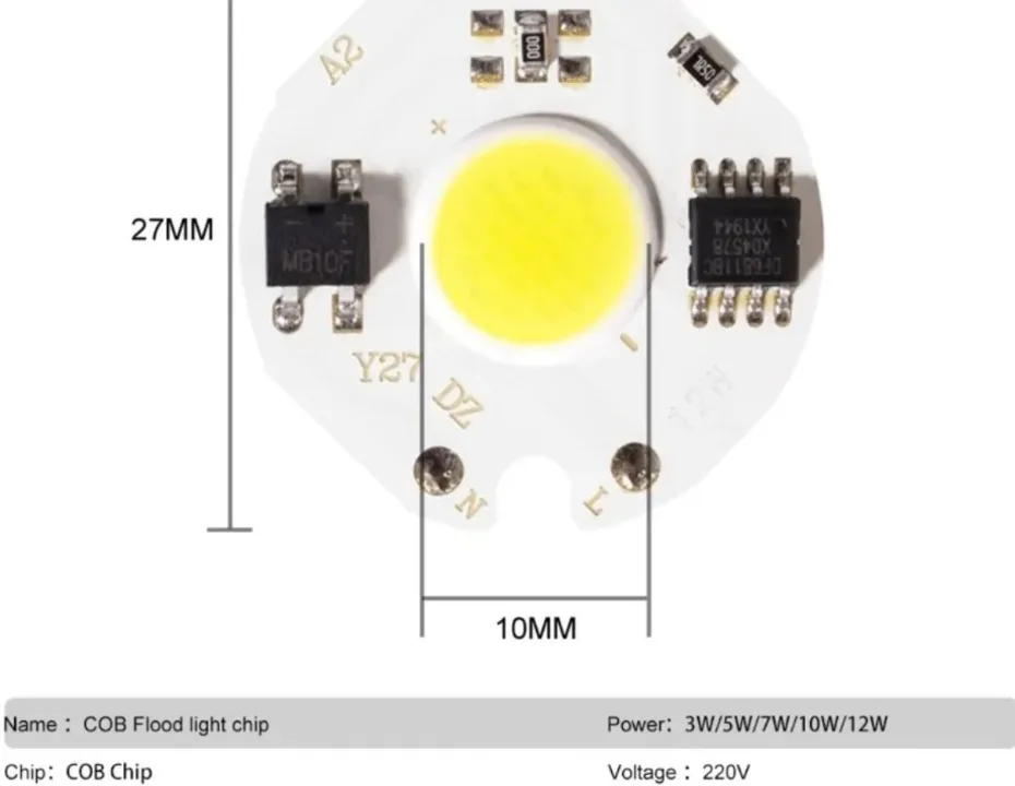 6Pcs/lot LED 3W 5W 7W 10W 12W COB Chip Lamp 220V Smart IC No Need Driver LED Bulb For Flood Light Cold White Warm White