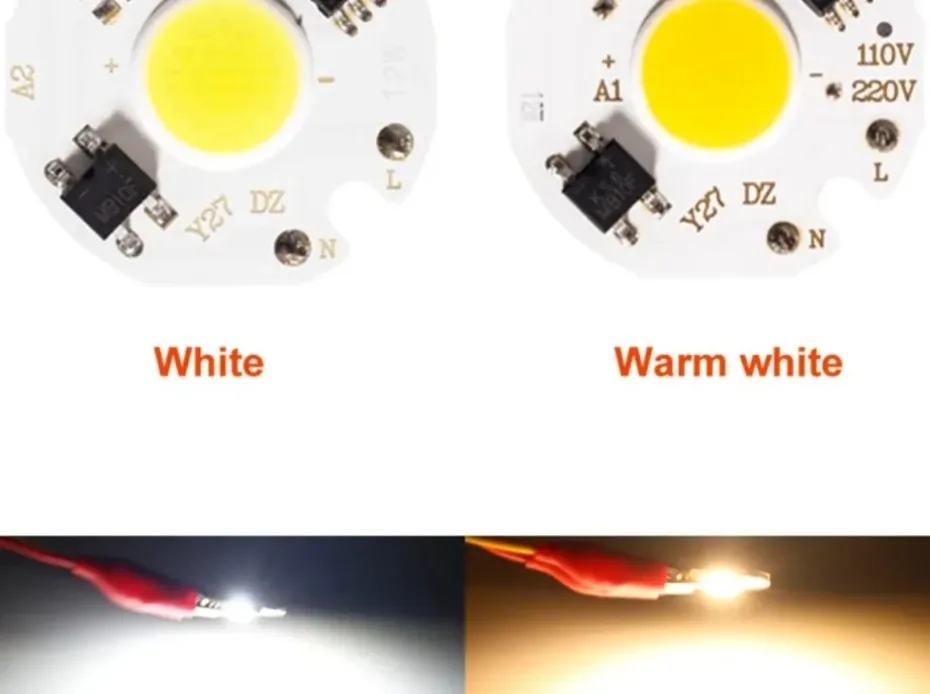 6Pcs/lot LED 3W 5W 7W 10W 12W COB Chip Lamp 220V Smart IC No Need Driver LED Bulb For Flood Light Cold White Warm White