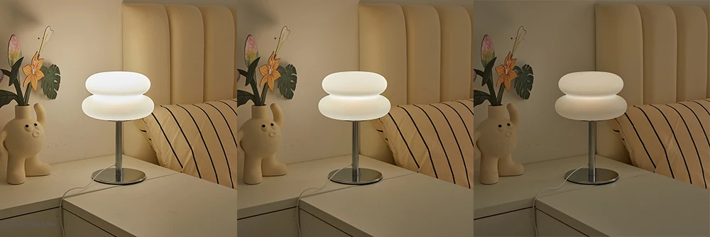 Bedroom Bedside Lamp Creamy Style Table Lamp USB Plug Tri Color Dimming Living Room Study Atmosphere Light