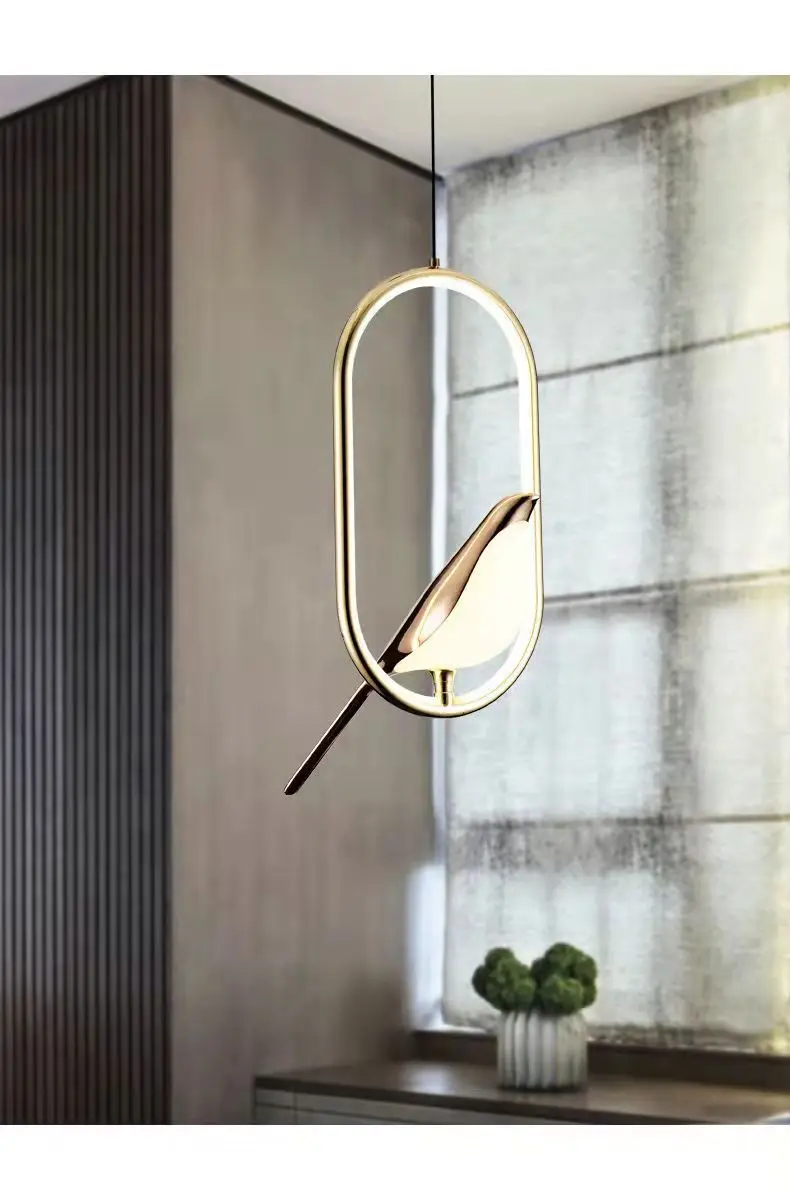 Nordic LED Golden Bird Wall Lamp Parlor Bar Bedside Hanging Light Novelty Rotatable Wall Lamp Bedroom Bedside Indoor Sconce