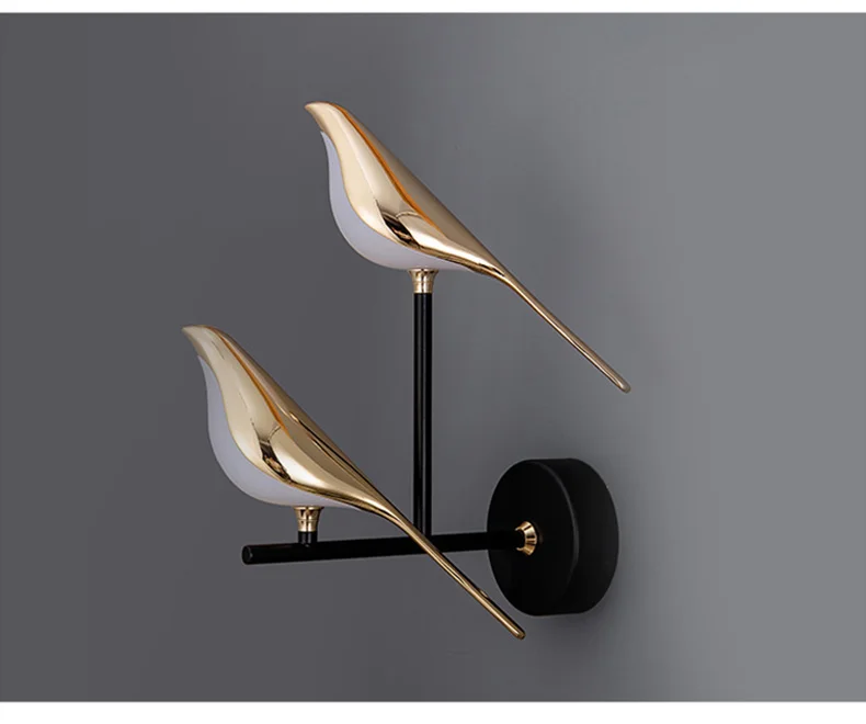 Nordic LED Golden Bird Wall Lamp Parlor Bar Bedside Hanging Light Novelty Rotatable Wall Lamp Bedroom Bedside Indoor Sconce