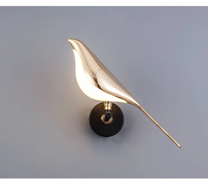 Nordic LED Golden Bird Wall Lamp Parlor Bar Bedside Hanging Light Novelty Rotatable Wall Lamp Bedroom Bedside Indoor Sconce