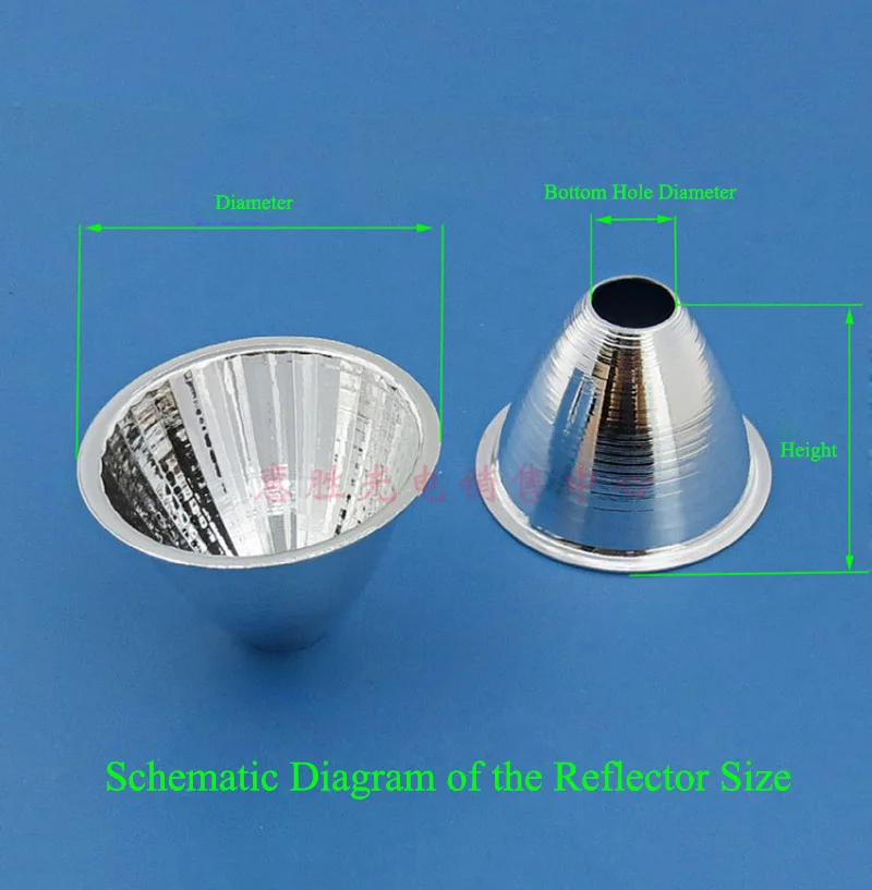 Optical LED Aluminium Reflector Cup for COB Lamp Bead 20-126mm 15-120 Degree Lampshade Replacement Reflective Bowl for DIY Light
