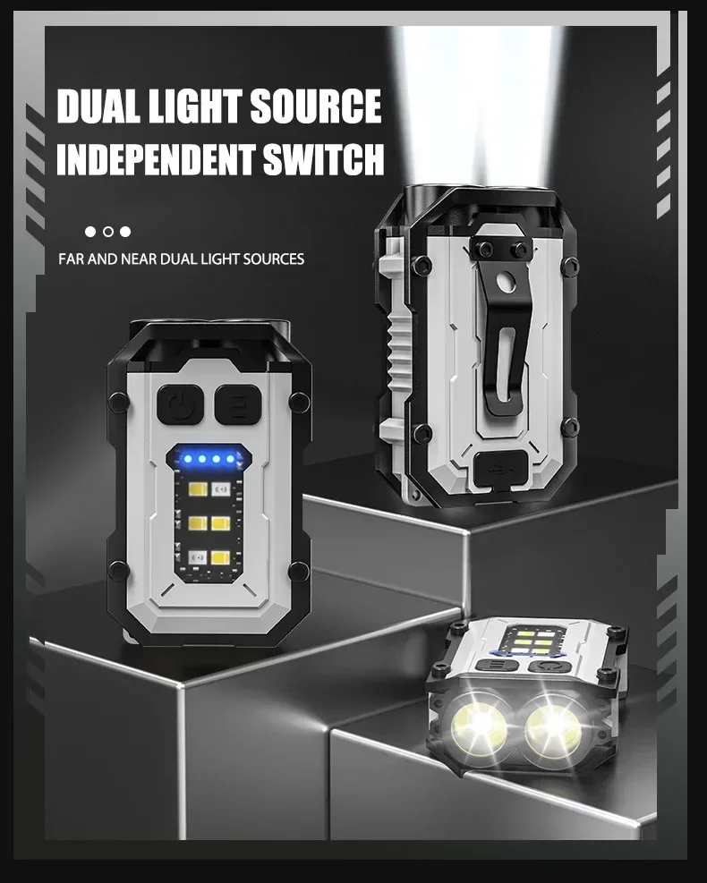 Multifunctional COB Flashlight Super Bright Powerful Pocket Torch Light LED Linterna COB Portable Clip on Emergency Flashlights