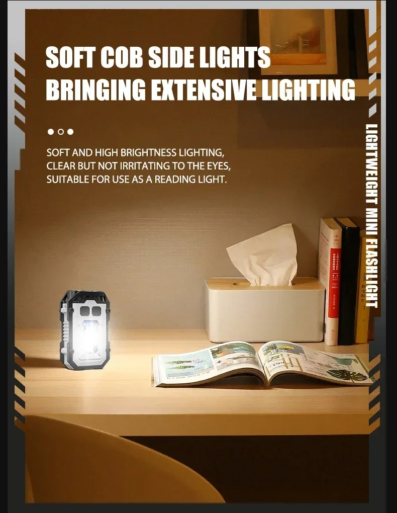 Multifunctional COB Flashlight Super Bright Powerful Pocket Torch Light LED Linterna COB Portable Clip on Emergency Flashlights