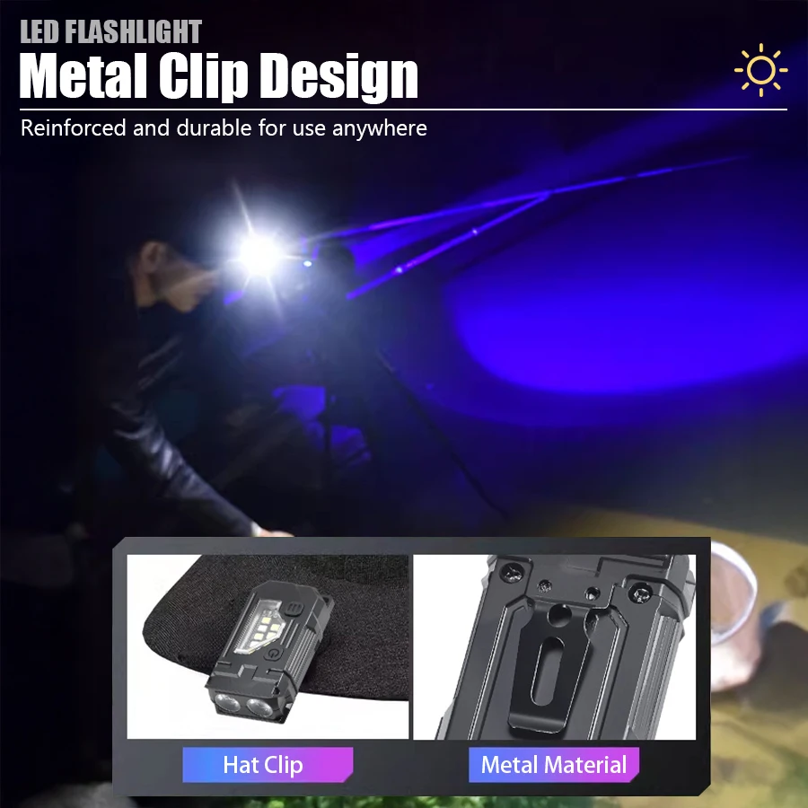 Multifunctional COB Flashlight Super Bright Powerful Pocket Torch Light LED Linterna COB Portable Clip on Emergency Flashlights