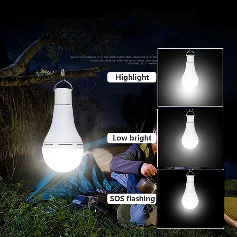 LED Hanging Solar Light Waterproof USB Charged Emergency Sunlight Powered Lamp Outdoor Indoor House Solar Bulb Light