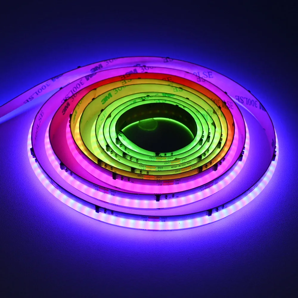 WiFi COB RGBIC LED Strip 12V 2m 3m 5m 10m WS2811 Dream Color Addressable Room Light Decor Remote Control Fr Alexa Home Assistant