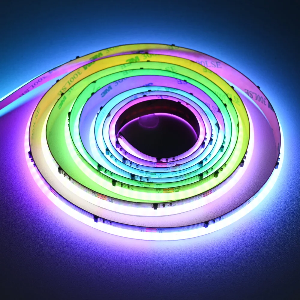 WiFi COB RGBIC LED Strip 12V 2m 3m 5m 10m WS2811 Dream Color Addressable Room Light Decor Remote Control Fr Alexa Home Assistant