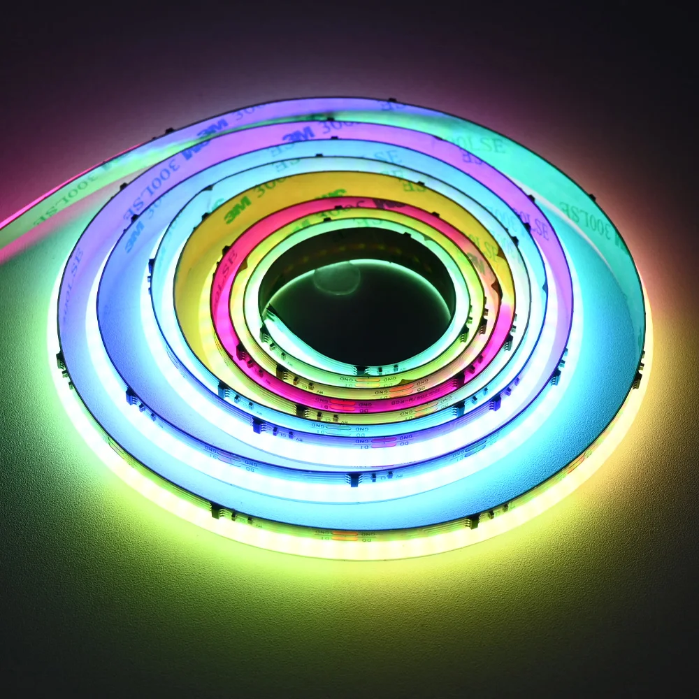 WiFi COB RGBIC LED Strip 12V 2m 3m 5m 10m WS2811 Dream Color Addressable Room Light Decor Remote Control Fr Alexa Home Assistant