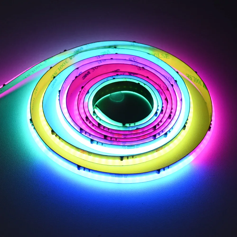 WiFi COB RGBIC LED Strip 12V 2m 3m 5m 10m WS2811 Dream Color Addressable Room Light Decor Remote Control Fr Alexa Home Assistant