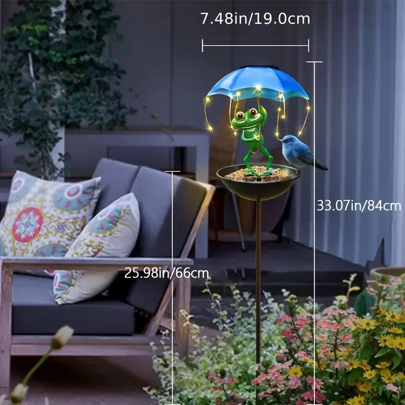 Frog Statue Solar Lawn Lamp Outdoor Hummingbird Feeding Dispenser Solar Powered LED Light String for Yard Path Lawn Garden Decor
