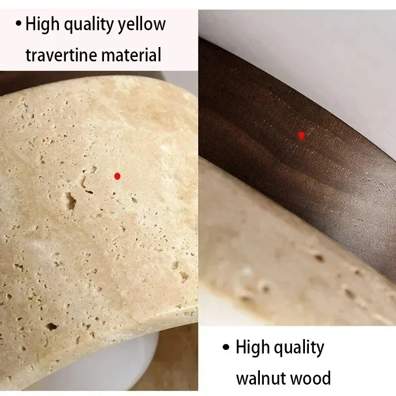 Yellow Travertine LED Ceiling Lamp Japanese Wooden Downlight Round Wood Light for Living Room Corridor Porch Balcony