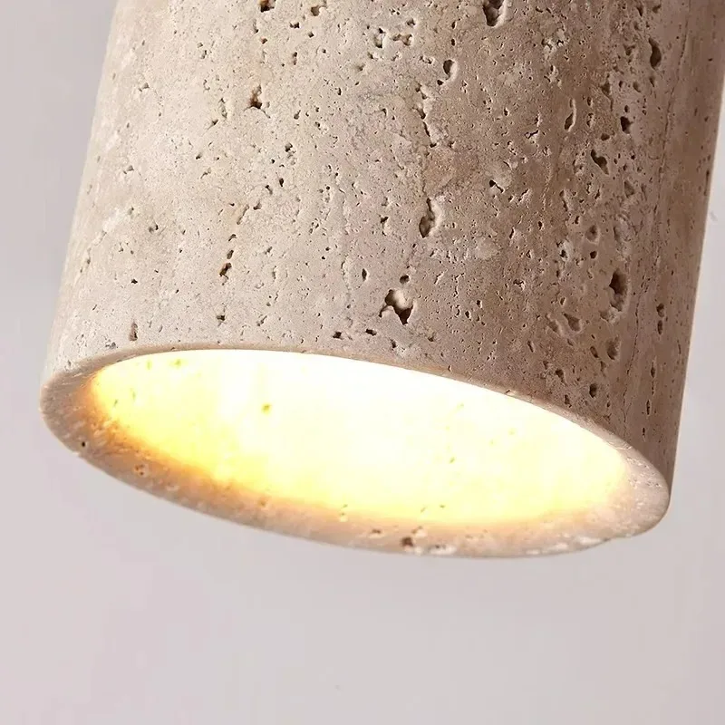 Yellow Travertine LED Ceiling Lamp Japanese Wooden Downlight Round Wood Light for Living Room Corridor Porch Balcony