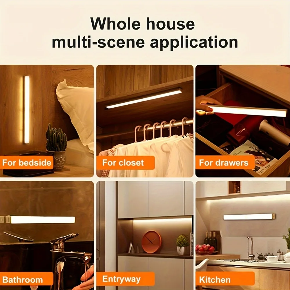 5pcs Set of LED Motion Sensor Cabinet Lights, Used for Cold And Warm Lighting, USB Rechargeable Table Lighting, Suitable for Hom