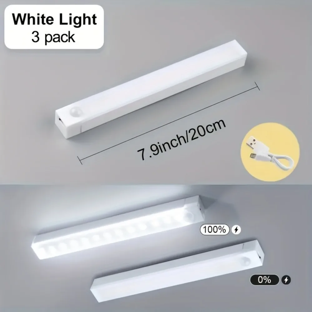 5pcs Set of LED Motion Sensor Cabinet Lights, Used for Cold And Warm Lighting, USB Rechargeable Table Lighting, Suitable for Hom
