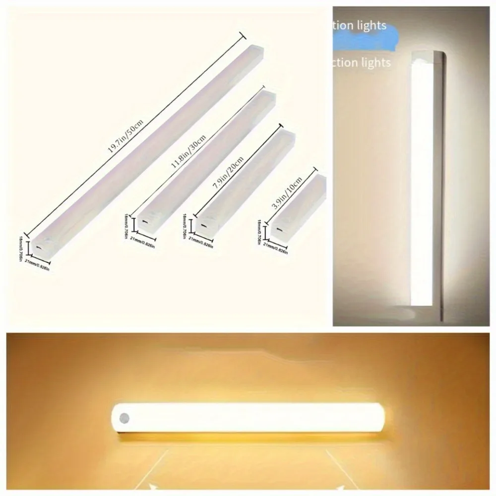5pcs Set of LED Motion Sensor Cabinet Lights, Used for Cold And Warm Lighting, USB Rechargeable Table Lighting, Suitable for Hom
