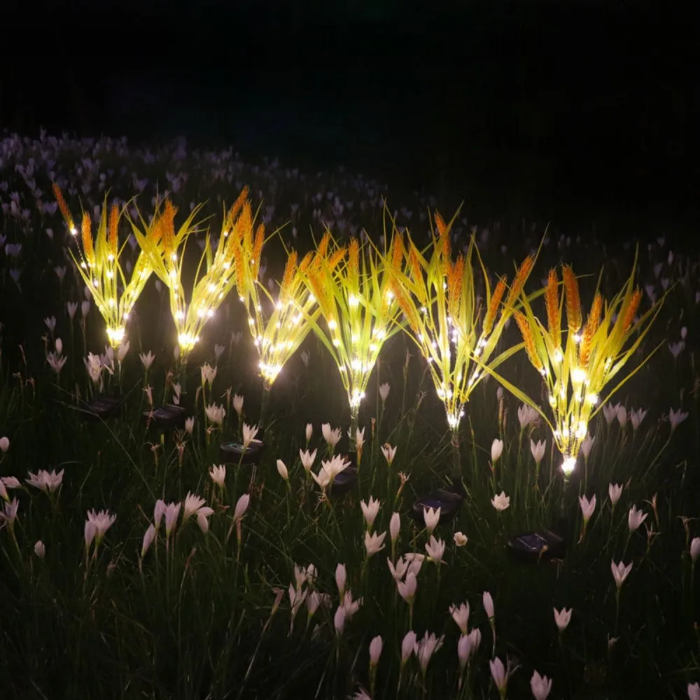 1PC 7Head Solar Powered Wheat Ear Ground Mounted Light, Suitable for Courtyard, Garden, Lawn, Outdoor, Camping, Party Decoration