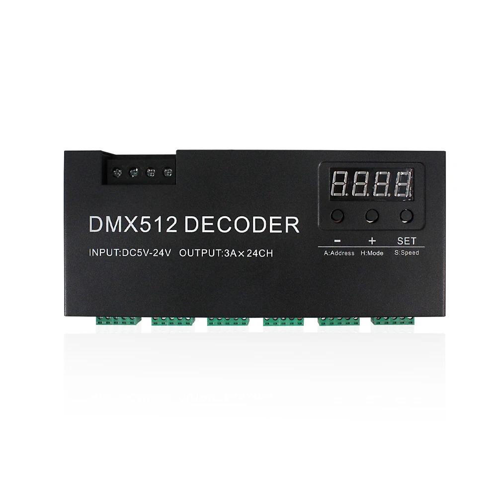 CENFAYA LED DMX 24CH Digital Display Decoder Dimming Driver LED DMX512 Controller for RGBW Strip Light DC5-24V 3A/CH Stage Light