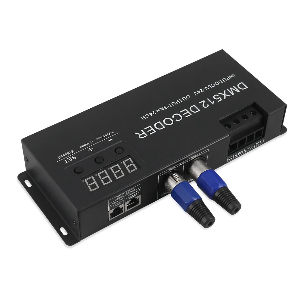 CENFAYA LED DMX 24CH Digital Display Decoder Dimming Driver LED DMX512 Controller for RGBW Strip Light DC5-24V 3A/CH Stage Light