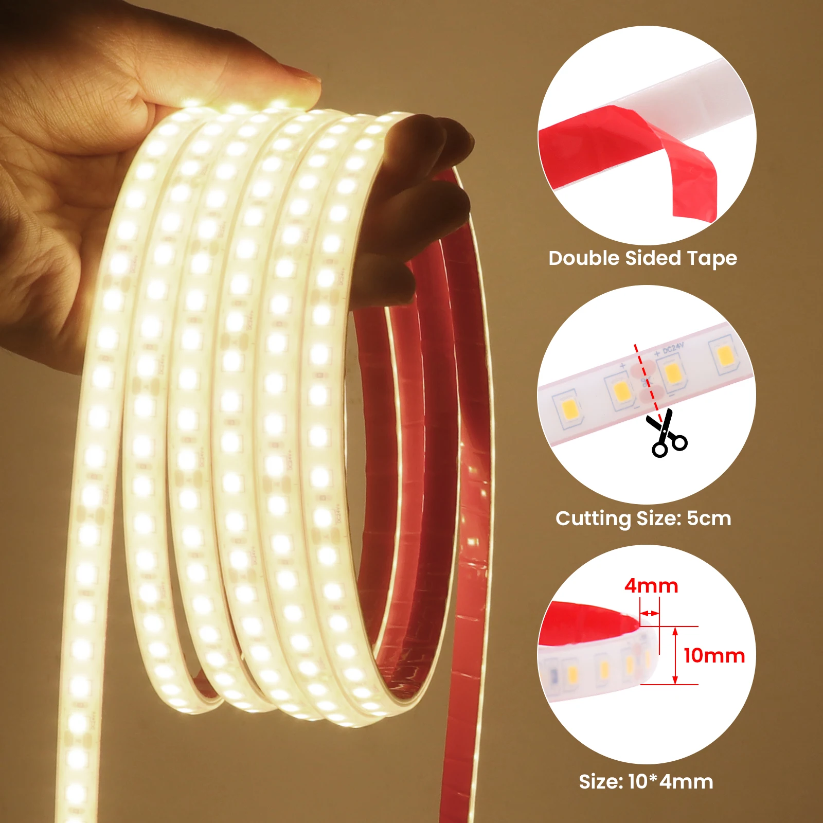 IP68 Waterproof LED Strip 12V 2835 120Leds/m Flexible Tape Outdoor Home Decor 0.5m-10m Ribbon Rope LED Lights 3000k 4000k 6000k
