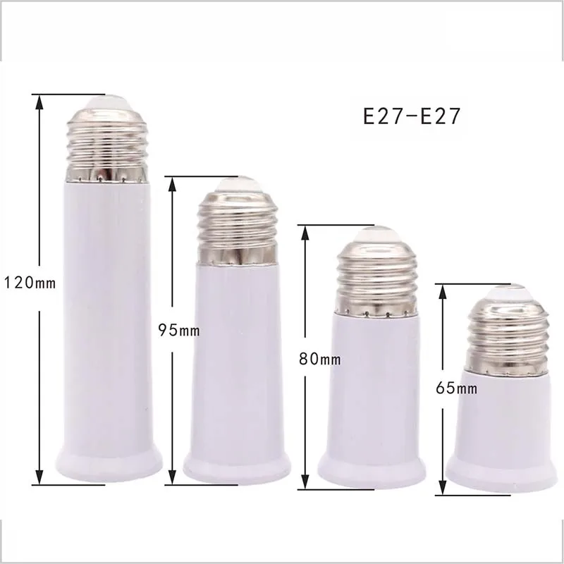 Universal E27 to E27 Lengthened Lamp Holder Tube LED Light Bulb Base Extension Lamp Head Conversion Socket 65MM 80MM 95MM 120MM