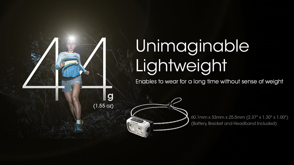NITECORE NU21 Outdoor Headlamp Ultra Lightweight Dual Beam White Red Light 360 Lumens USB-C Rechargeable Portable Headlight
