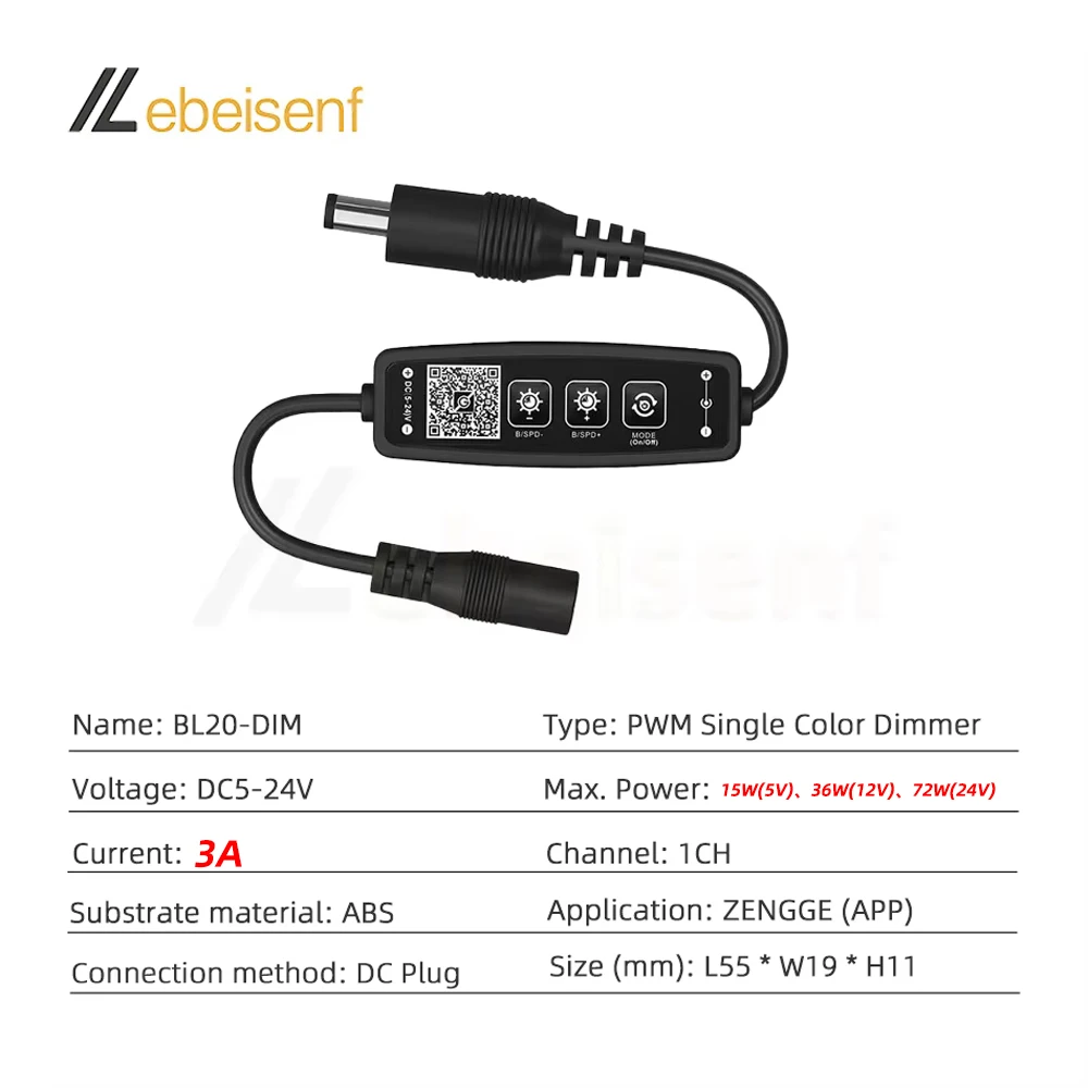 New DC 5V 12V 24V 3A Single Color LED Strip Light Smart Bluetooth APP Music MIC Timing Group Lighting Mini DIM Dimmer Controller