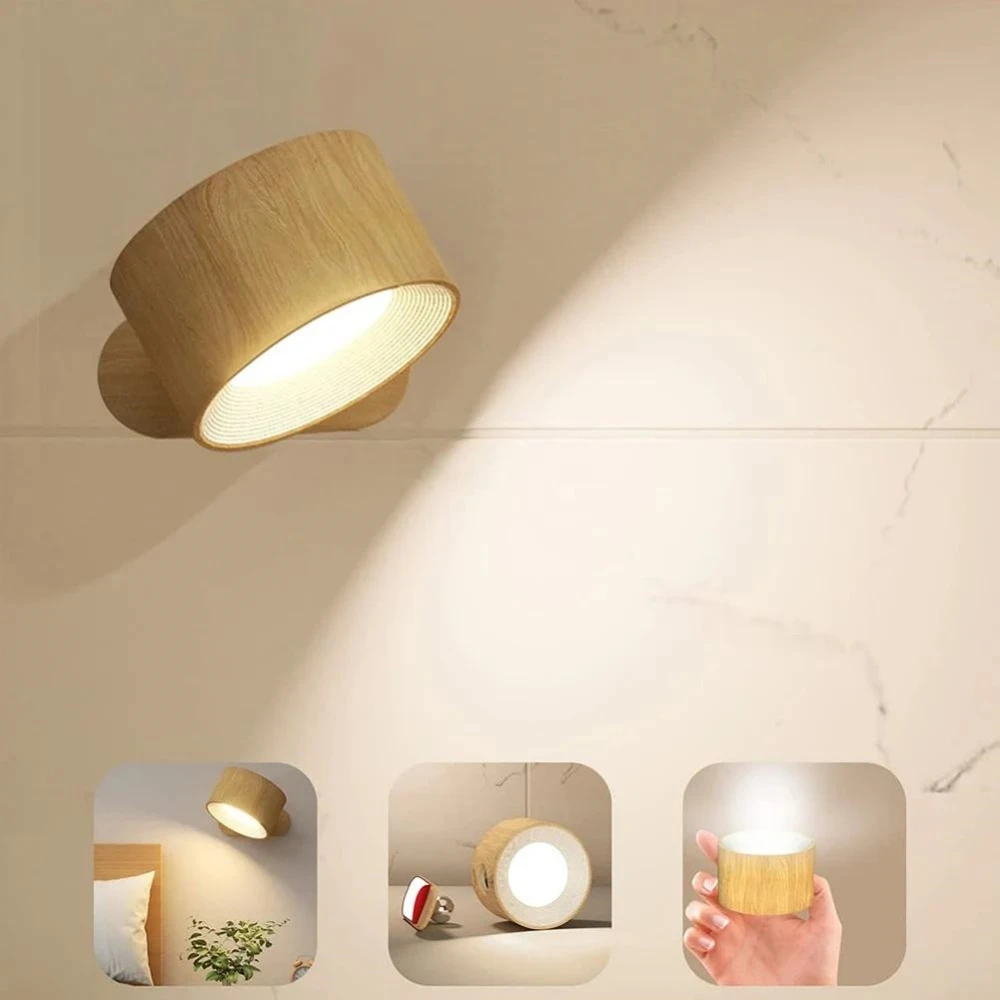 New USB Rechargeable 360 Degree Rotate Magnetic Wall Lamp Touch Control LED Mounted Reading Wall Light For Bedroom