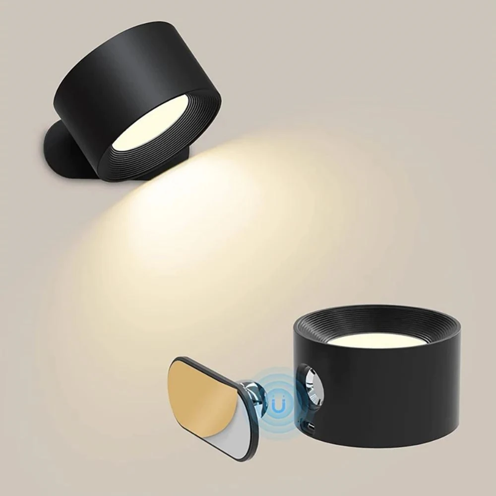 New USB Rechargeable 360 Degree Rotate Magnetic Wall Lamp Touch Control LED Mounted Reading Wall Light For Bedroom