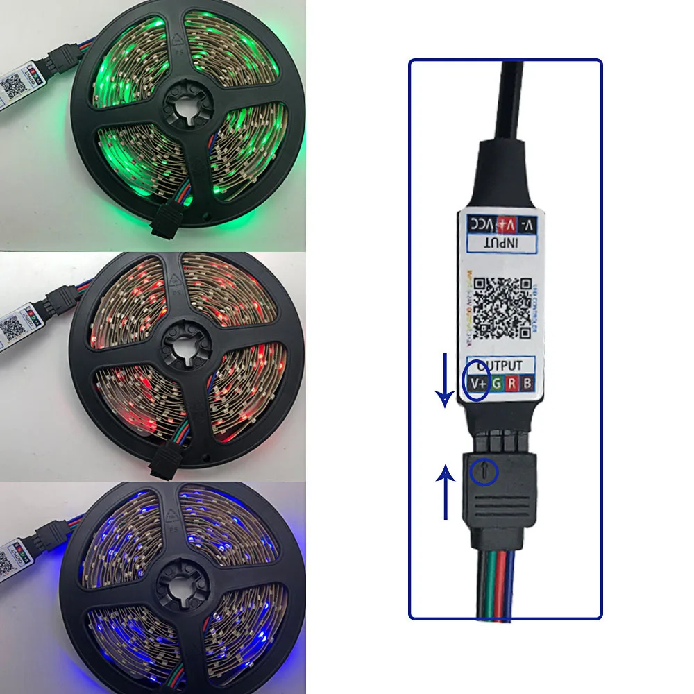 Mini RGB Bluetooth Controller DC 5V 12V 24V Music BT Smart APP Controller Light Strip Control for RGB LED Strip