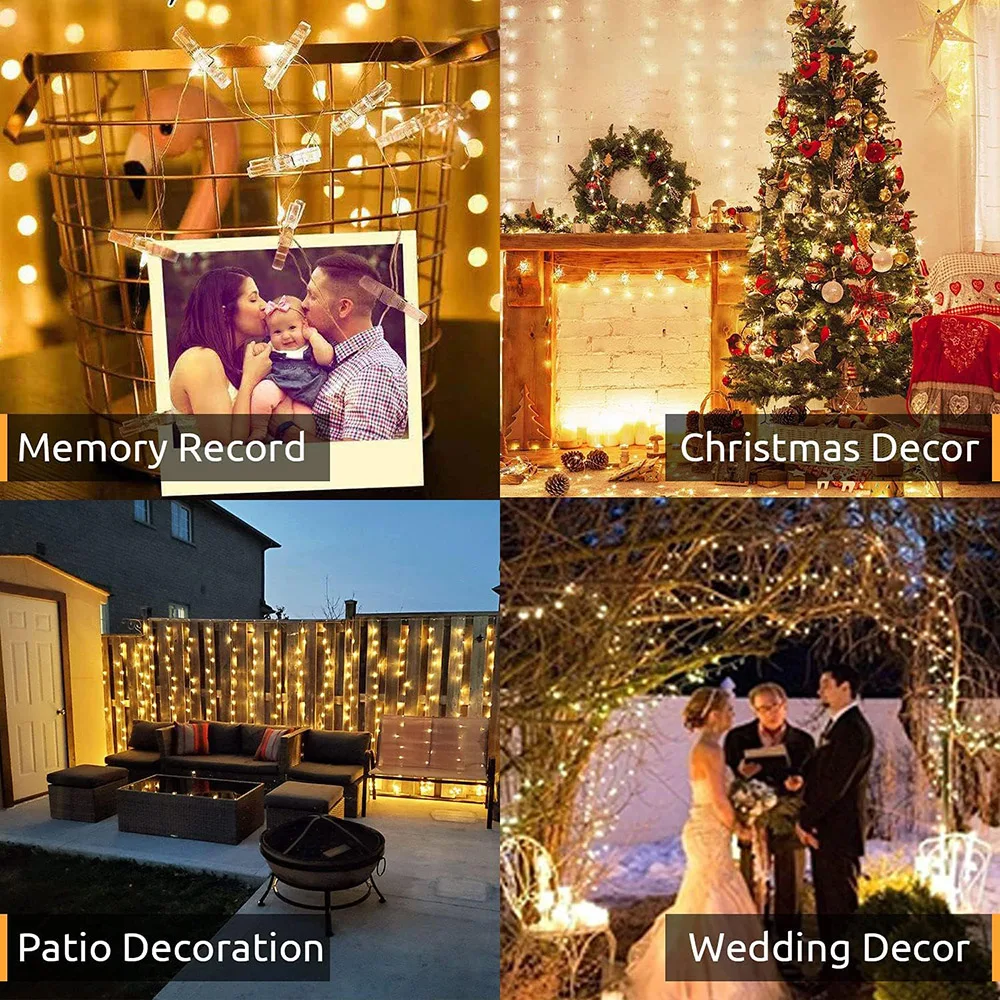Photo Clip String Lights LED Fairy Lights Picture Clips USB Powered String Light with Clips for Bedroom Christmas Party Decor