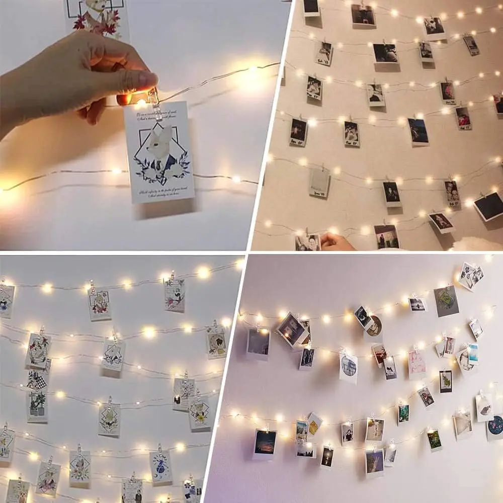 Photo Clip String Lights LED Fairy Lights Picture Clips USB Powered String Light with Clips for Bedroom Christmas Party Decor