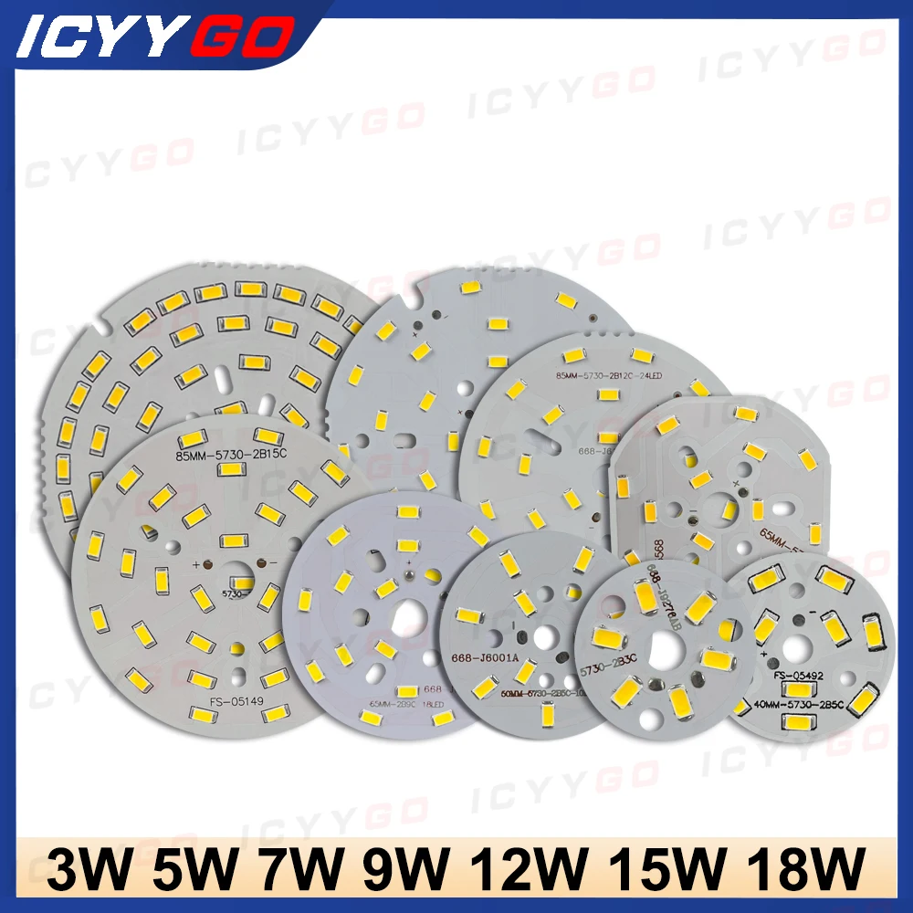 1PCS LED SMD 5730 3W 5W 7W 9W 12W 15W 18W Lamp Panel PCB High Brightness Lamp Board Suitable For DIY Light Source Modificatio