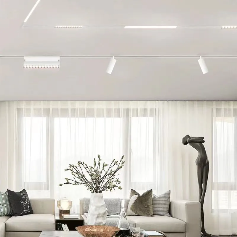 Modern Magnetic Track Lights Embedded LED White Spotlight Downlight Living Room Without Main Light Lighting Grille Lamp Series