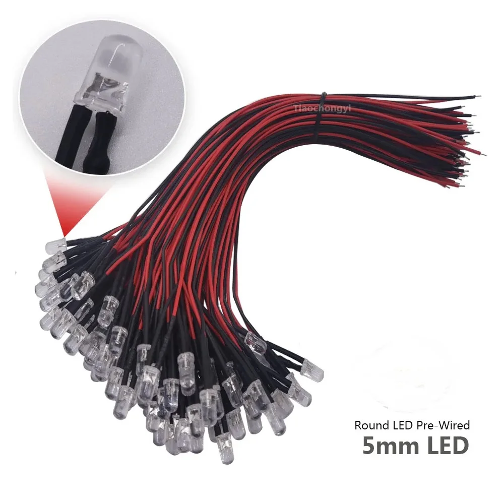 10pcs 3mm 5mm Flickering 9V-12V DC Pre-Wired Water Clear Candle Leds Red Yellow Blue Green White Orange Flicker Light Lamp Bulb