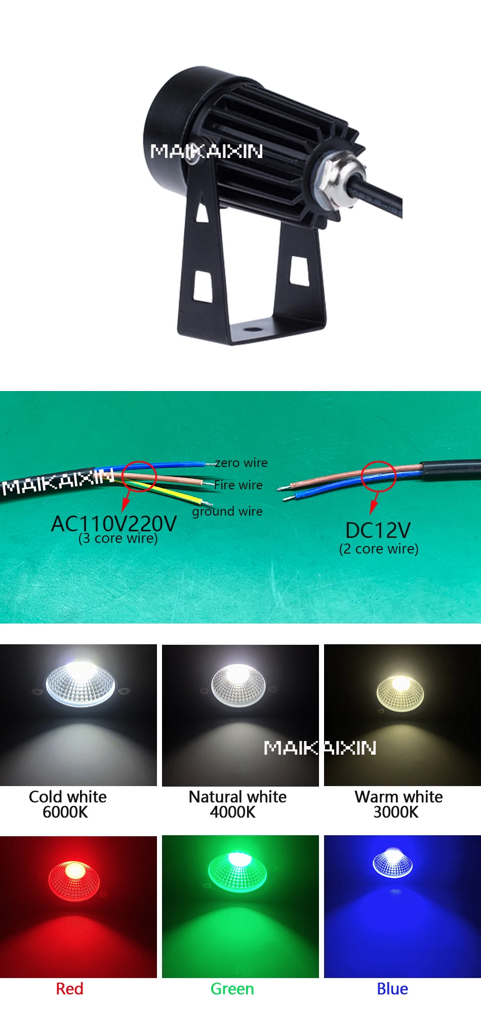 4/10pcs 3W LED Landscape Lights 220V Waterproof Garden Pathway Lights Walls Trees Flags Outdoor Spotlights With Spike Lawn Lamps