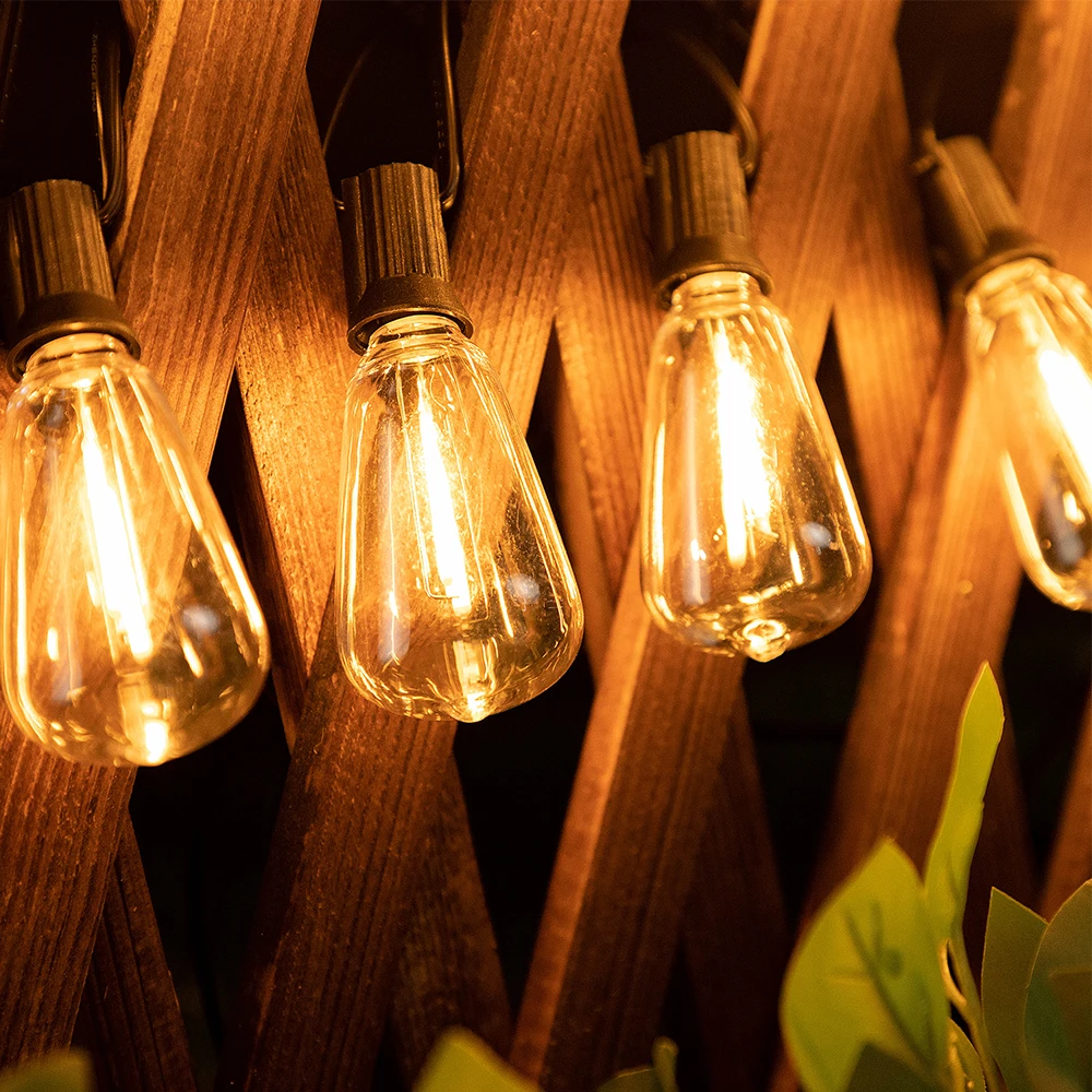 33FT Retro LED Street Garland ST38 EU 7.6M 10M 15M 20M Connectable LED String Lights IP44 Waterproof Outdoor Decoration Bulbs