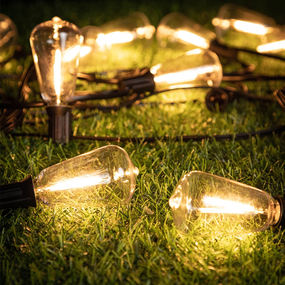 33FT Retro LED Street Garland ST38 EU 7.6M 10M 15M 20M Connectable LED String Lights IP44 Waterproof Outdoor Decoration Bulbs