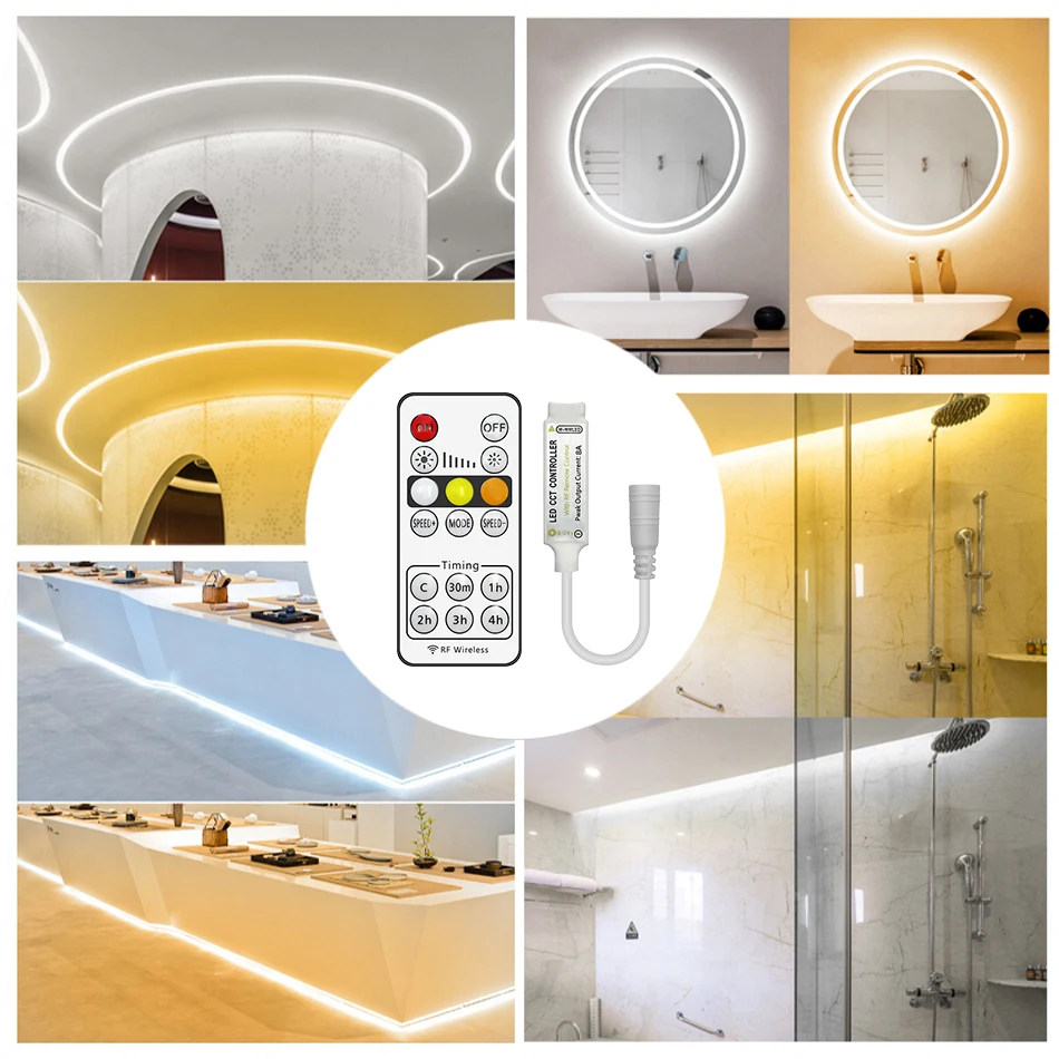 Dual Color LED 5V 12V 24V Dimmer RF Wireless Remote Control DC USB Plug 3 Pin 2700-6500K PWM Controller for CCT 5050 Strip Light