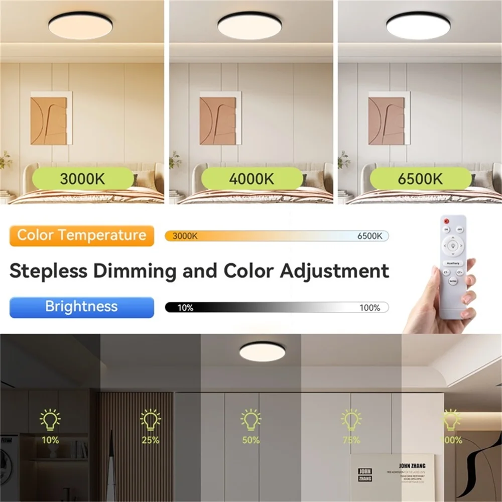 Led Ceiling Lamp AC220V 3 Colors Dimmable Modern Ceiling Light Dimmable Panel Lamps 30W 40W 50W Fixtures For Living Room Bedroom
