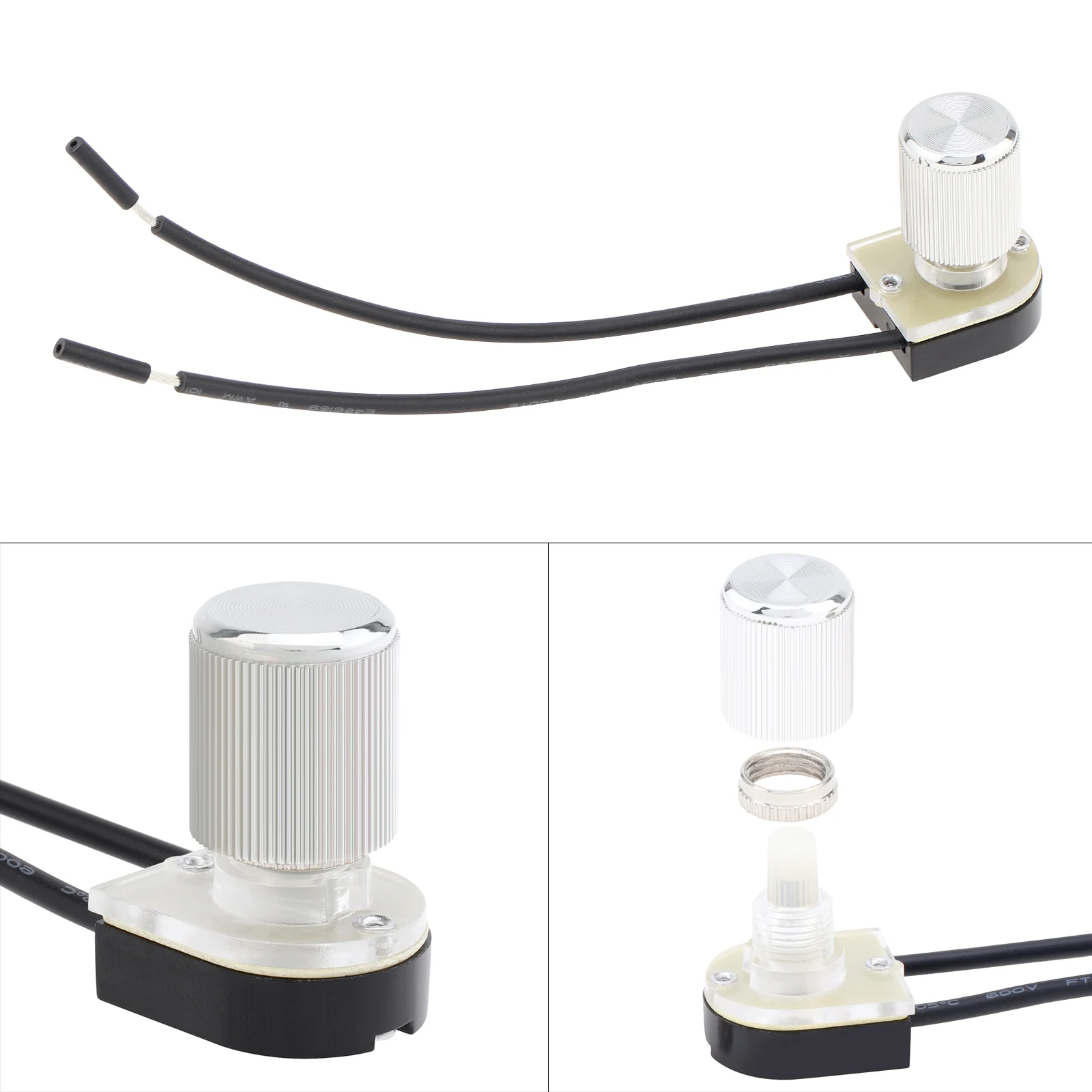 Electrical Rotary Switch Two Stage ON-OFF Switch for Table Lamp / Floor Lamp / Canopy Light, 2 Wire Rotary Lamp Switch