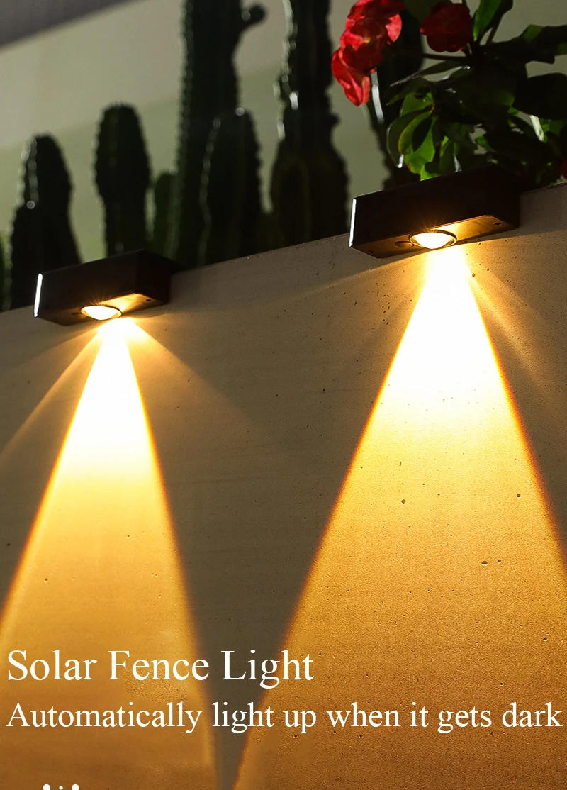 New Super Bright Solar Wall Lamp Waterproof Outdoor Garden Courtyard Fence Decor Wall Lamp Atmosphere Lamp