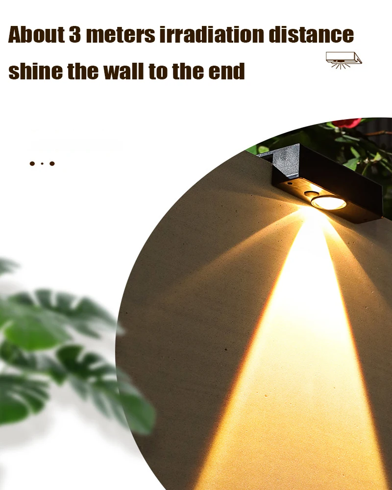 New Super Bright Solar Wall Lamp Waterproof Outdoor Garden Courtyard Fence Decor Wall Lamp Atmosphere Lamp